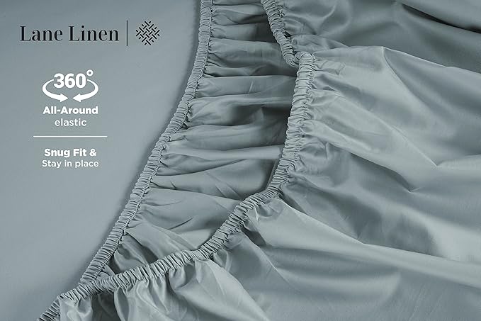 LANE LINEN 100% Cotton Bed Sheets – 600 Thread Count Cooling Sheets Queen, Durable Daily Use Bedding, Value Comfort for Night Rest, Hotel Sateen Finish, Snug Fit 15" Deep Pocket – Blue