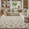 Ivory Brown 6x9 Area Rug Washable Living Room Moroccan Shag Carpet Non Slip Soft Neutral Boho Plush Pile Large Throw Rug for Office Bedroom Dining Room Playroom