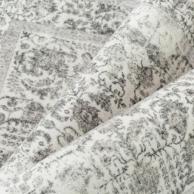 Black Runner Rug 3x14 Hallway Machine Washable Kitchen Vintage Distressed Non Slip Long Carpet Indoor Retro Floral Bedroom Accent Throw Rug for Bathroom Office Laundry Dining Living Room