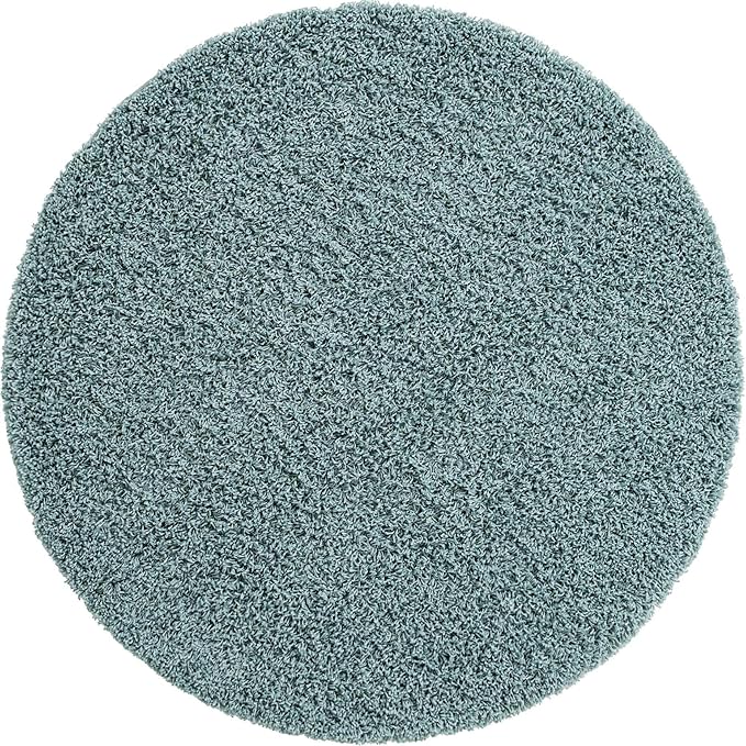 Unique Loom Solid Shag Collection Area Rug (5' 3" Round, Light Slate Blue)