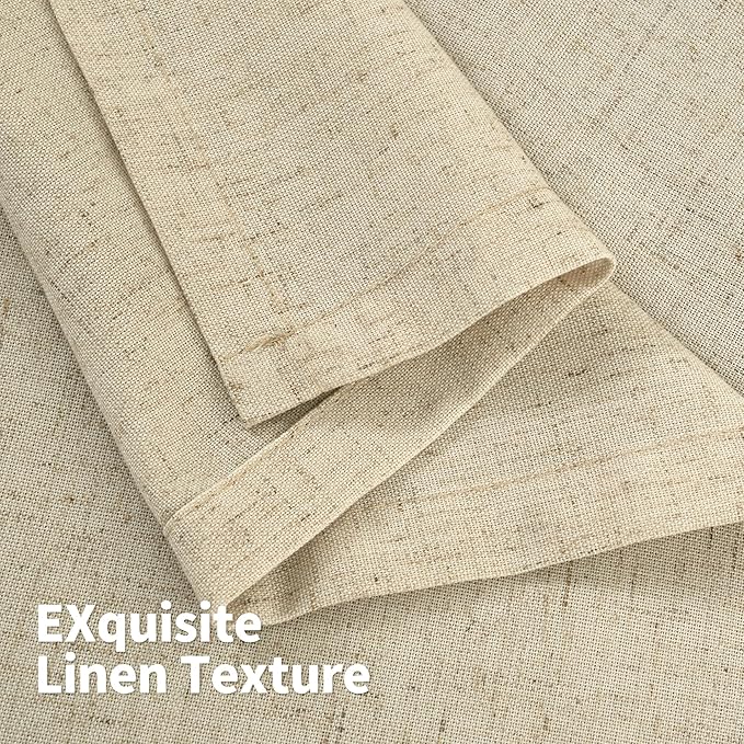 YoungsTex Extra Long Linen Curtains 95 Inch Length for Farmhouse Living Room - Burlap Tan Light Filtering Drapes Grommet Privacy for Country Bedroom, 2 Panels, 52 X 95 Inch