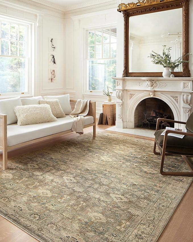 Loloi Margot Collection MAT-04 Antique/Sage 3'-6" x 5'-6" Accent Rug feat. CloudPile, No-Shed Easy Clean Large Patterned Area Rug for Living Room, Bedroom, Dining Area
