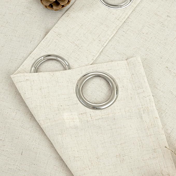 YoungsTex 84 Inches Length Linen Curtains for Living Room 2 Panels, Cream Semi Sheer Drapes with Grommet Light Filtering Window Treatments for Dining Bedroom, 42 X 84 Inch