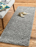 Unique Loom Solid Shag Collection Area Rug (2' x 6' 5" Runner, Cloud Gray)