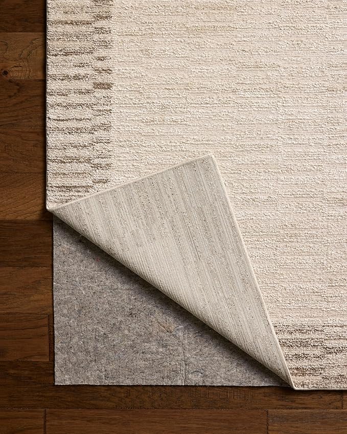 Loloi Chris Loves Julia Calvin Collection CLV-04 Ivory/Pebble 9'-6" x 12'-6" Area Rug Checkered Neutral Soft Living Room Bedroom Carpet