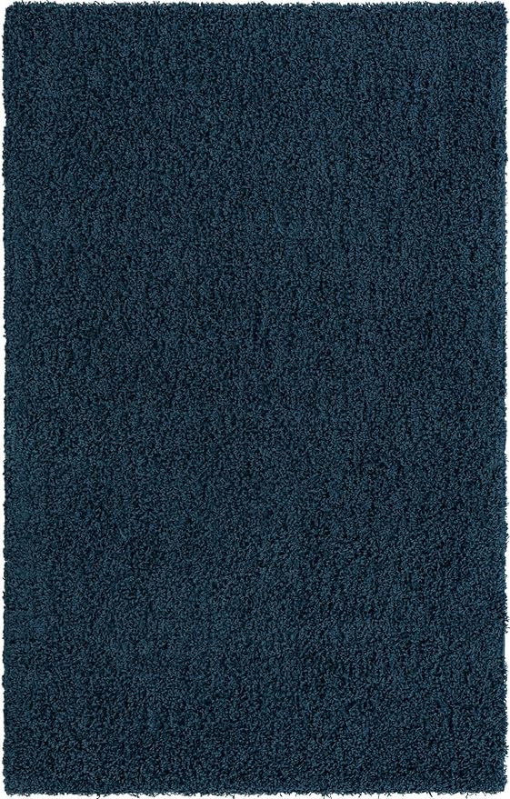 Unique Loom Solid Shag Collection Area Rug (5' 1" x 8' Rectangle, Sapphire Blue/ Navy Blue)