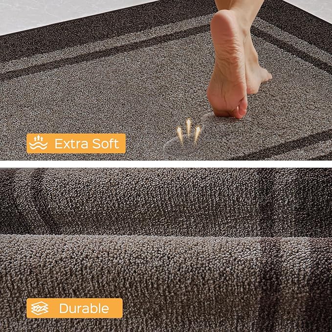 Kitchen Rugs 24" x 84", Non-Slip Machine Washable Kitchen Runner Rugs Floor Mats, Absorbent Comfort Standing Mats for Kitchen, Sink, Laundry and Hallway, Rolled Packaging, Grayish Brown & Coffee