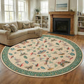 Mushroom Insect 7ft Round Rug Washable Non-Slip Soft Ultra-Thin Large Boho Circle Carpet for Entryway Kitchen Bedroom Nursery Dining Room Khaki Green