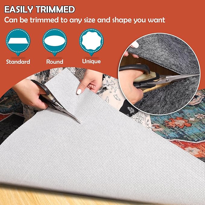 Waterproof Rug Pad, 2x3 Ft Under Area Rug Carpet Pad, Non Slip Rug Pads for All Floors and Hardwood Floors Finishes, Keep Carpets in Place Soft and Prevent Rug from Wrinkling or Buckling