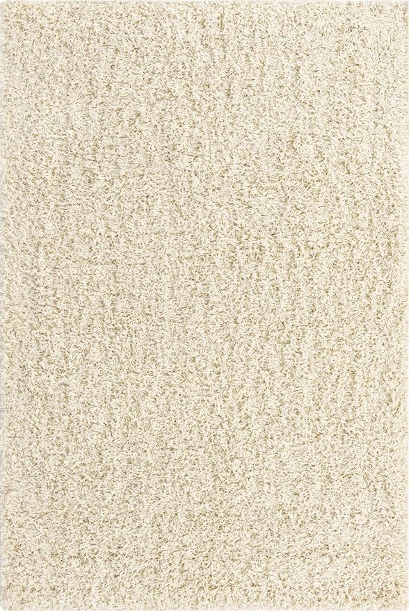 Unique Loom Solid Shag Collection Area Rug (4' 1" x 6' 1" Rectangle, Pure Ivory)