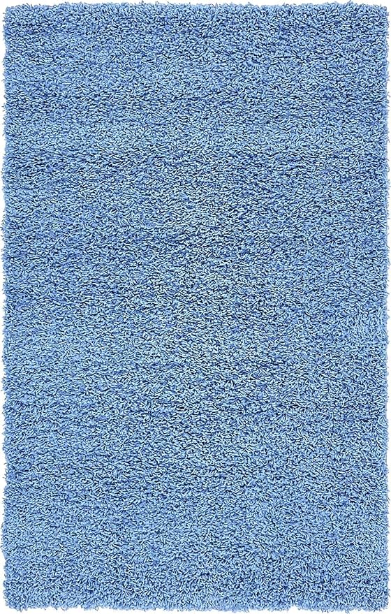Unique Loom Solid Shag Collection Area Rug (3' 3" x 5' 3" Rectangle, Periwinkle Blue)