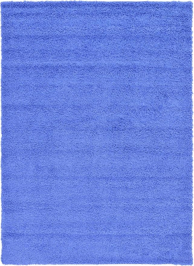 Unique Loom Solid Shag Collection Area Rug (8' x 11' Rectangle, Periwinkle Blue)