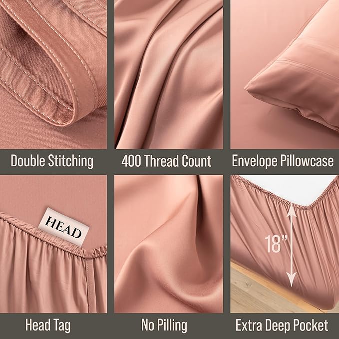 Bella Coterie Luxury Bamboo Viscose Split King Size Sheet Set | 2 Fitted Sheets for Sleep Number & Adjustable Beds | 100% Organically Grown | Cooling & Ultra Soft | 18” Deep Pocket [Raisin]