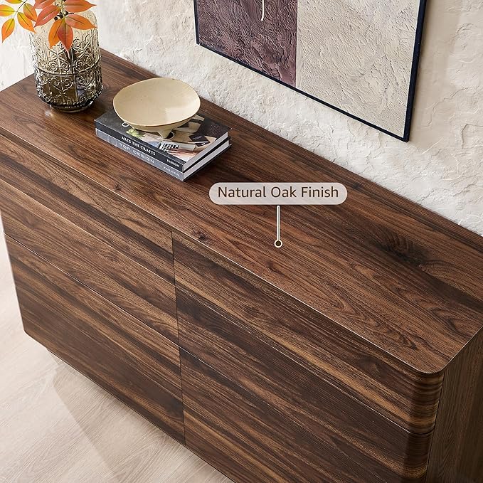 ACCOHOHO 8 Drawer Dresser for Bedroom, 52 Inch Wide Modern Chest of Drawers, Push-to-Open Wood Storgae Organizer with Large Drawers for Bedroom, Living Room, Hallway,Brown