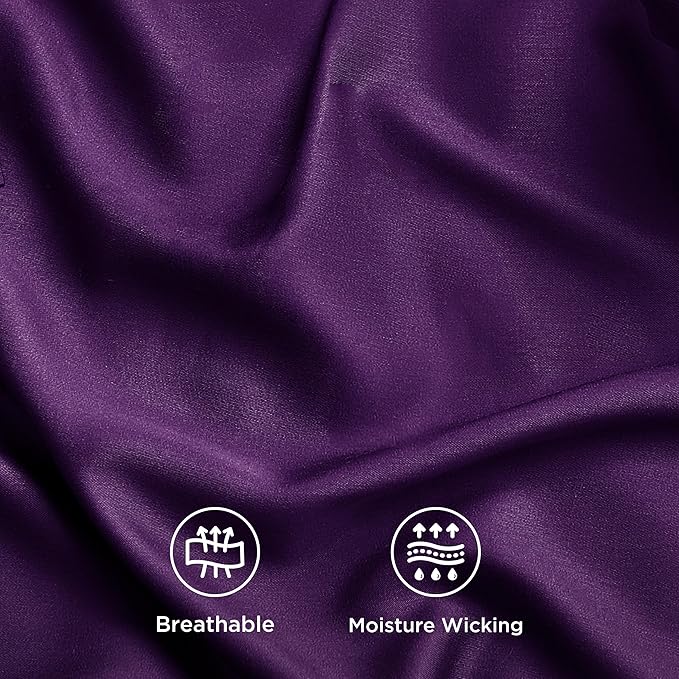 Bedsure Full Size Bed Sheets, Cooling Sheets, Rayon Derived from Bamboo, Breathable & Soft, Deep Pocket Up to 16 Inches, Hotel Luxury Silky Bedding for Hot Sleepers, Plum