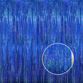 GOER 3.2 ft x 8.2 ft Metallic Tinsel Foil Fringe Curtains Party Photo Backdrop Party Streamers for Birthday,Graduation,New Year Eve Decorations Wedding Decor(5 Packs,Shiny Blue)