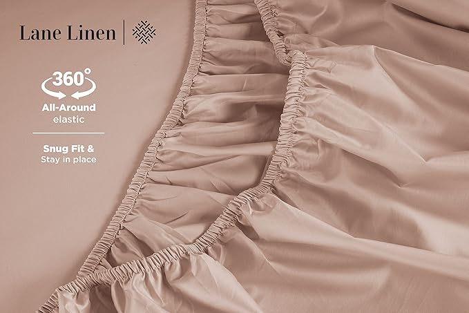 LANE LINEN King Size Bed Sheets – 600 Thread Count Long-Staple 100% Cotton, Naturally Cooling Sheets King Size, Value for Money Bedding, Low Pill & Fade Resistant, 15" Deep Pocket – Sepia Rose