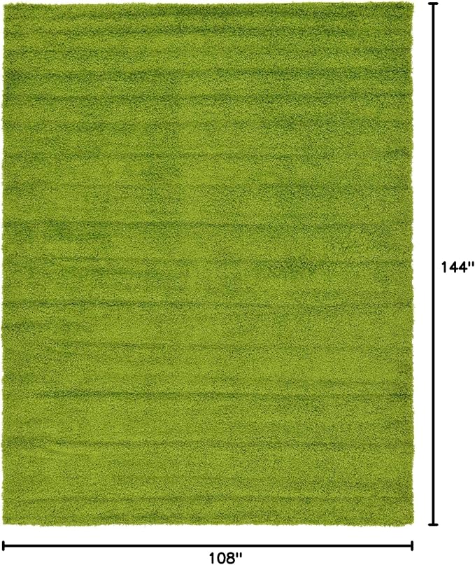 Unique Loom Solid Shag Collection Area Rug (9' x 12' Rectangle, Grass Green)