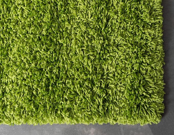 Unique Loom Solid Shag Collection Area Rug (9' x 12' Rectangle, Grass Green)