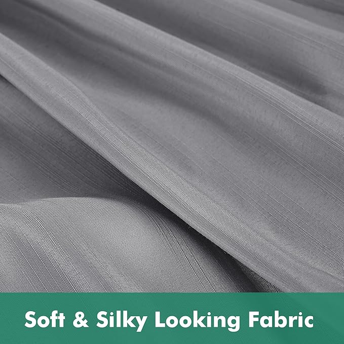 Biscaynebay Wrap Around Bed Skirts with Split Corners for Queen Beds 18" Drop, Silver Grey Adjustable Elastic Dust Ruffles Easy Fit Wrinkle Resistant Silky Luxurious Fabric Machine Washable