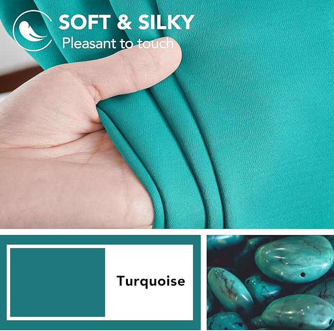 Deconovo Blackout Curtains, Thermal Insulated, W42 x L45 2 Panels, Back Tab, Machine Washable, Room-Darkening Drapes for Bedroom/Living Room Turquoise