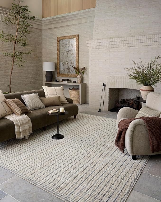 Loloi Amber Lewis Bexley Collection BEX-04 Slate/Natural 7'-10" x 10' Area Rug Neutral, Textured, Living, Bedroom, Dining, Carpet