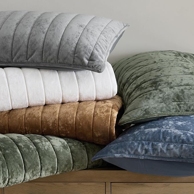 Bedsure Velvet Quilt Queen Size Set - Lightweight Velvet Comforter Queen, Luxury Bedspread Coverlet, Ultra-Soft Winter Bedding Set with 2 Pillow Shams, 90"x96", Sliver Gray
