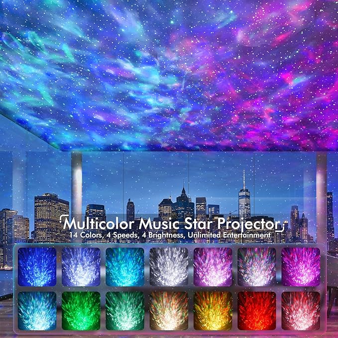 Rossetta Star Projector, Galaxy Projector for Bedroom, LED Night Light Aurora Projector with Bluetooth Speaker, White Noise, Timer and Remote, Room Decor, Gifts for Kids, Adults, Christmas, Birthday