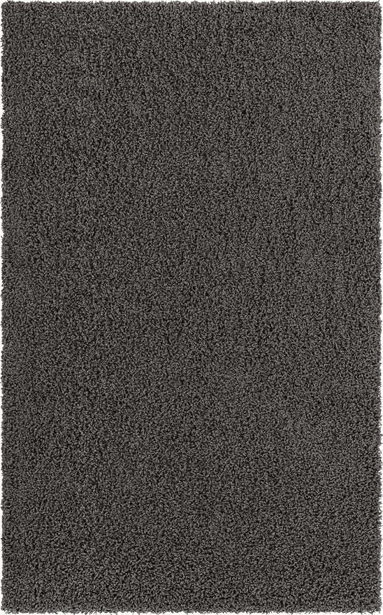 Unique Loom Solid Shag Collection Area Rug (5' 1" x 8' Rectangle Graphite Gray)