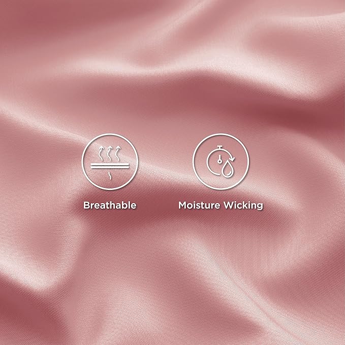 Bedsure King Size Sheets Set, Cooling Sheets for Hot Sleepers, Rayon Derived from Bamboo, Breathable & Soft, Deep Pocket Up to 16 Inches, Hotel Luxury Silky Bedding, Blush Pink