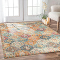 Lahome Moroccan 6x9 Rugs for Living Room, Soft Washable 6x9 Area Rug for Bedroom, Ultra-Thin Oriental Trellis Distressed Non Shedding Throw Large Carpet for Dining Room Office, Cream/Multi