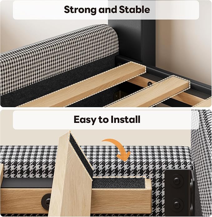 LIKIMIO Twin Daybed with Trundle, Day Bed Frame with 2 USB Ports& LED, Upholstered Guardrail, Sofa Bed with Strong Supports for Bedroom, Living Room