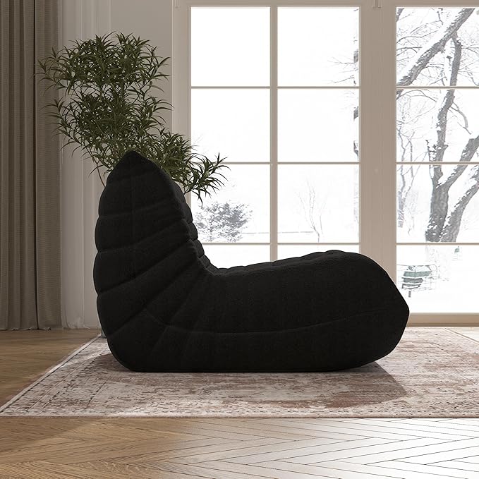 Bean Bag Chair, Memory Foam Bean Bag Sofa Large Bean Bag Chair for Adults, Bean Bag Chairs for Teens with High Density Comfortable Foam, Memory Foam Lazy Sofa for Living Room, Bedroom (Black)