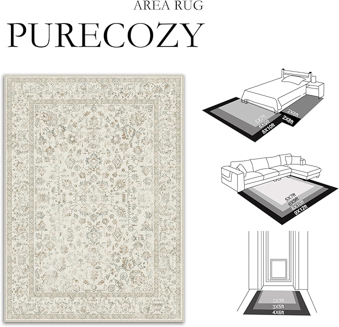 3x5 Taupe Area Rug Non Slip Vintage Office Entryway Rug Distressed Machine Washable Kitchen Carpet Traditional Retro Floral Accent Throw Door Mat for Bedroom Bathroom Dining Living Room