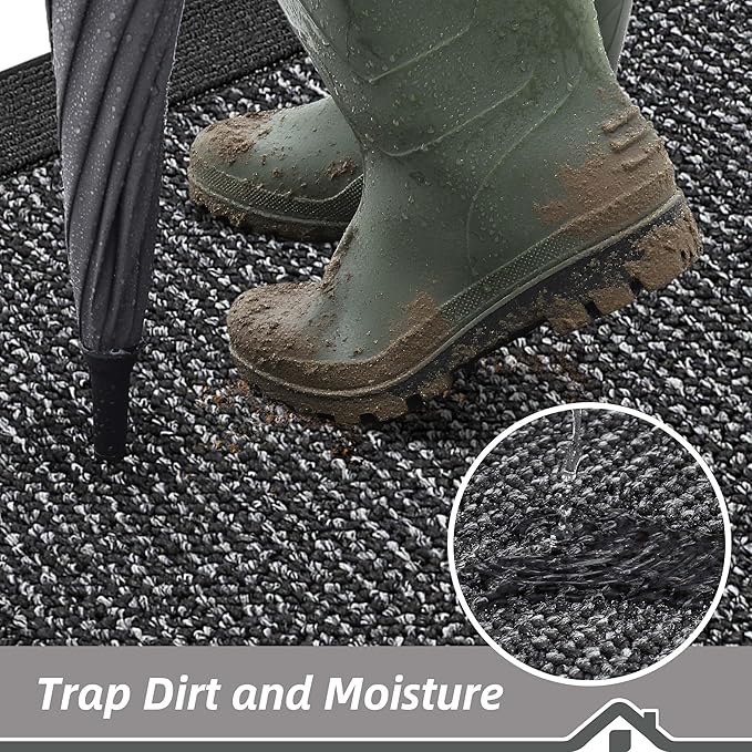 BEQHAUSE Indoor Door Mat 36" x 60", Dirt Trapper Door Mats Non-Slip Entryway Rugs Washable, Resist Dirt Absorbent Welcome Mat, Low Profile Floor Mats for Front Back Door and Entryway, Charcoal