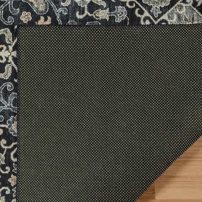 Gertmenian Indoor Boho Accent Rug - 3x5 Small, Non Slip, Super Strong, Ideal for High Traffic Areas in Bedroom, Living Room, Kitchen - Tanis, Anthrocite, 28526