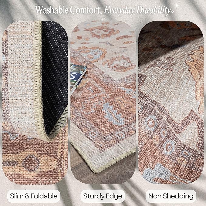 Fame Rugs Brown Modern Oushak Rug 2'6"x13, Vintage Turkish Colorful Oriental Antique Inspired Long Runner Rugs, Luxury Living Room Bedroom (383BB, 2'6" x 13')