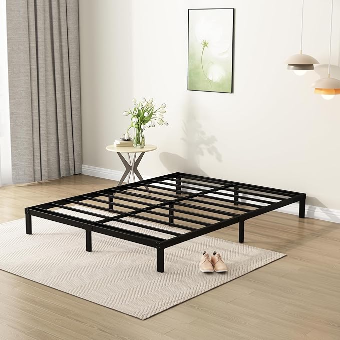9 Inch King Bed Frame Heavy Duty Low Profile Metal Platform No Box Spring Needed Mattress Foundation, Easy to Assembly, Noise Free, Black