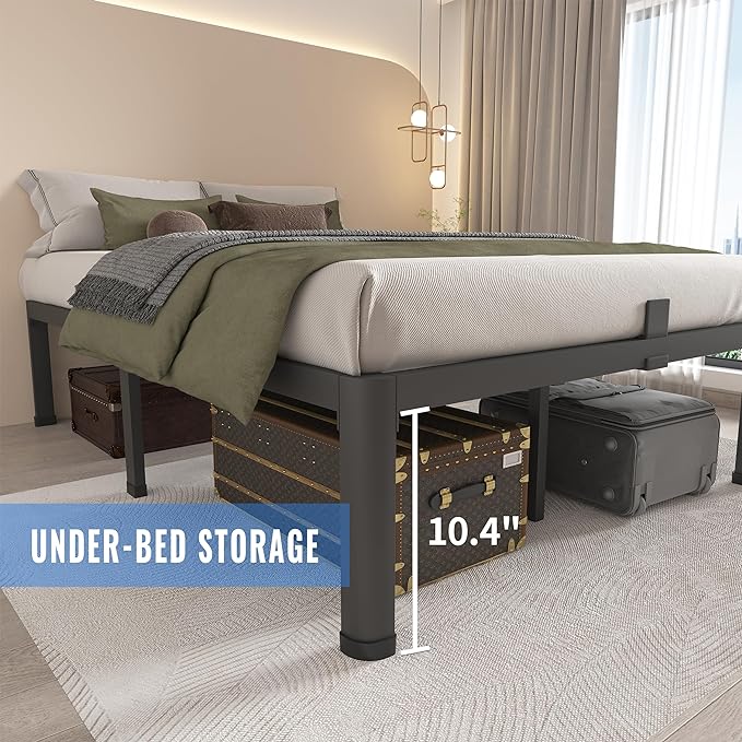MAF 12 Inch Twin XL Metal Platform Bed Frames with Round Corner Legs, Mattress Slide Stopper, 3000 LBS Heavy Duty Steel Slats Support, No Box Spring Needed, Noise Free