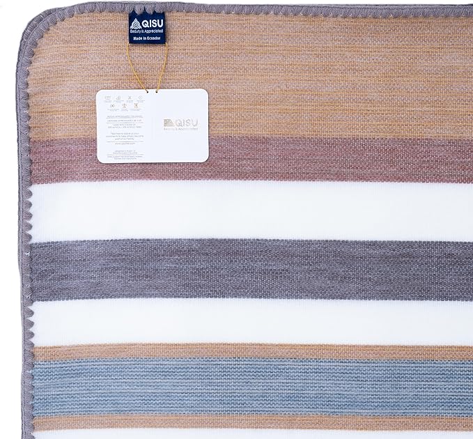QISU Alpaca Wool Blanket Throw | Large, Beautiful, Warm, Variegated | 85 x 65 inches | Ultra-Soft, Hypoallergenic and Breathable | Non-Itchy or Scratchy Fabric (Pastel Grey Rocks & Creek)
