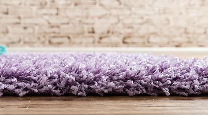 Unique Loom Solid Shag Collection Area Rug (2' 6" x 16' 5" Runner, Lilac)