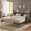 LIKIMIO Daybed with Trundle Bed, Twin XL Bed Frame with Storage Headboard and Charging Station, Sofa Day Bed with Strong Supports for Living Room, Bedroom, and Guest Room, Grey