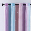 XiDi Curtains for Bedroom Decor, Rainbow Pink Purple/34/45