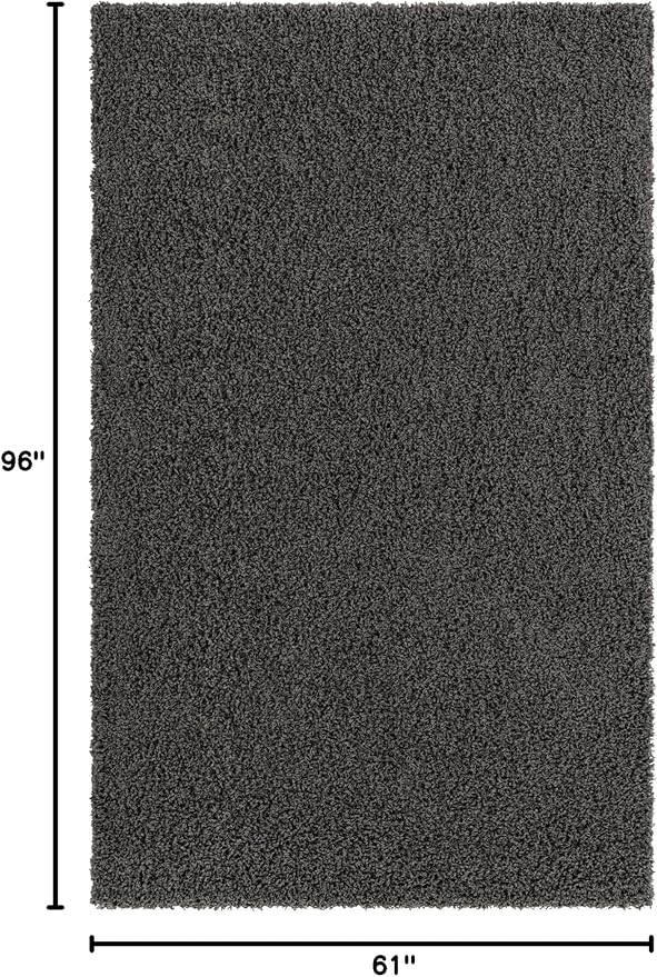 Unique Loom Solid Shag Collection Area Rug (5' 1" x 8' Rectangle Graphite Gray)