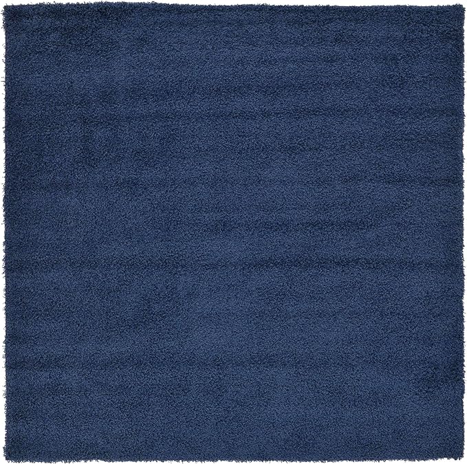 Unique Loom Solid Shag Collection Area Rug (8' 2" Square, Sapphire Blue/ Navy Blue)