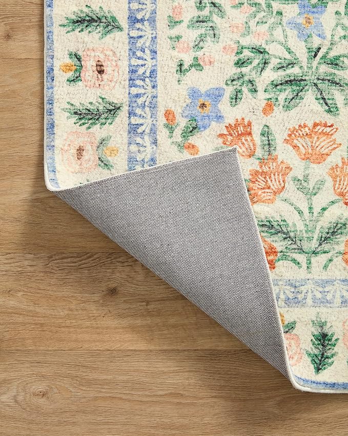 Loloi Rifle Paper Co. Eden Collection EDE-02 Mughal Garden Cream 2'-6" x 11'-6" Runner Rug feat. CloudPile™