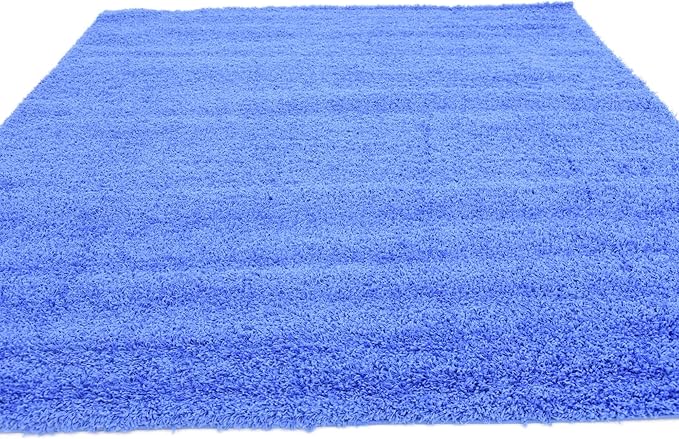 Unique Loom Solid Shag Collection Area Rug (8' Square, Periwinkle Blue)