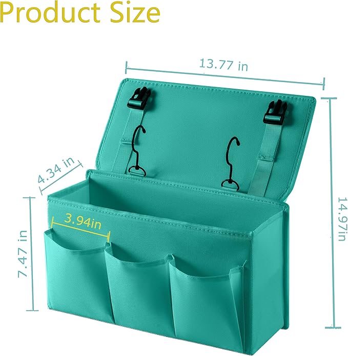 LASAMOLL Bedside Caddy Bedside Storage Organizer,Bed Caddy With Thickened Material Suitable for Homes, Dormitories, Hospitals, Cribs, RVs，Great for Magazines,Books,Remote, Phone (Green)
