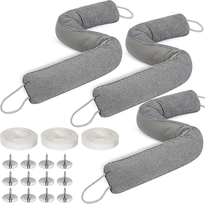 Qunclay 3 Pcs Weighted Under Door Draft Stopper 36 x 4 Inches Door Sound Blocker Sound Proof Draft Guard for Bottom of Wind Noise Air Reducer(Gray)