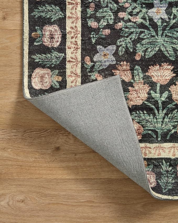 Loloi Rifle Paper Co. Eden Collection EDE-02 Mughal Garden Black 8'-6" x 11'-6" Area Rug feat. CloudPile™